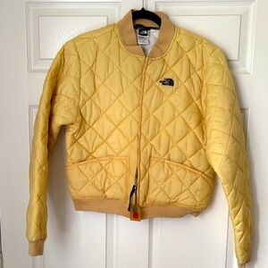 The North Face Light Yellow Quilted Bomber Jacket